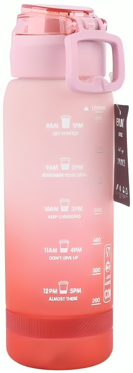 زجاجة مياه رياضية بلاستيك ، سعة 1 لتر ، متعددة الألوان ، 4237-422