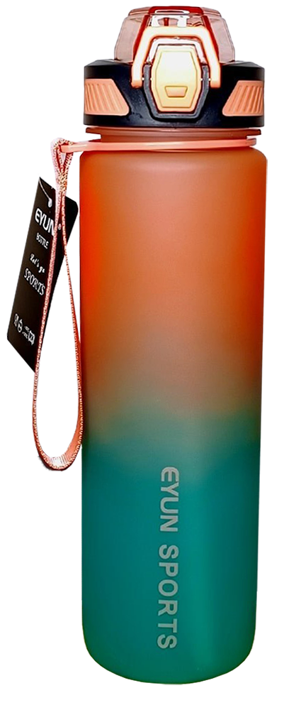 زجاجة مياه رياضية بلاستيك ، سعة 1 لتر ، متعددة الألوان ، 4232-431