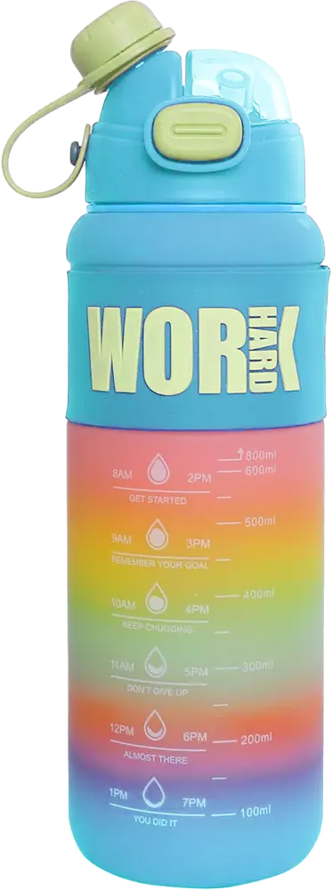 زجاجة مياه رياضية بلاستيك ، سعة 800 ملي ، متعددة الألوان ، 4277
