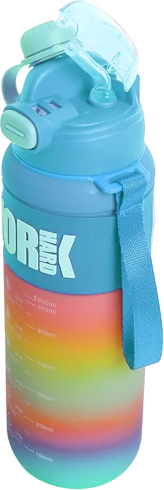 زجاجة مياه رياضية بلاستيك ، سعة 800 ملي ، متعددة الألوان ، 4277