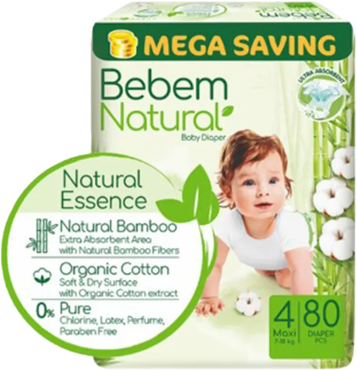 حفاضات بي بم للاطفال مقاس 4 ، 7- 18 كجم ، 80 حفاضة