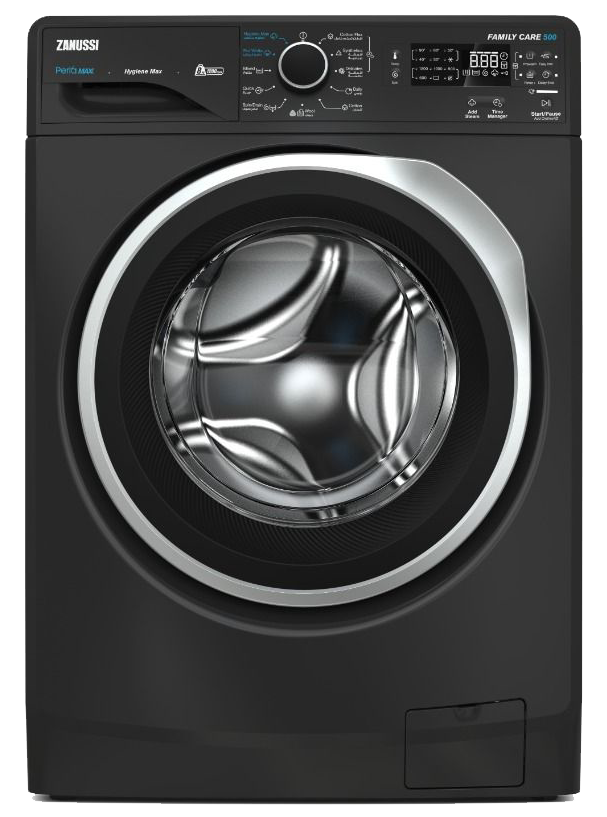 Zanussi Fully Automatic Washing Machine, Front Load, 8 kg, 1200 RPM, Digital Screen, Grey with Black Door, ZWF8240DS5