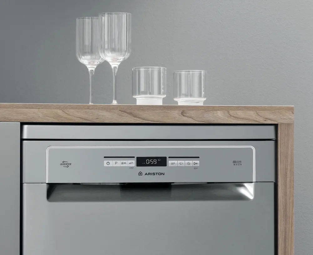غسالة أطباق اريستون، 60 سم ، 15 فرد، 9 برامج، شاشة ديجيتال، انفرتر، فضي، LFO3P31WLX