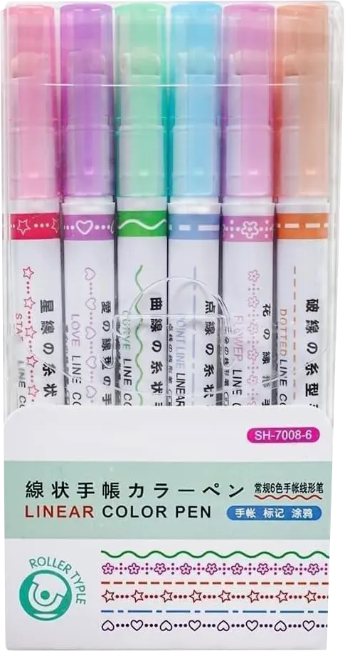 مجموعة أقلام تحديد فسفورية من مادن، 6 أشكال مختلفة، ألوان متعددة، 7008-6