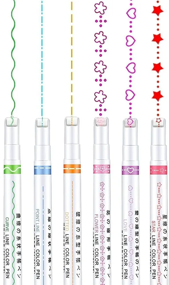 مجموعة أقلام تحديد فسفورية من مادن، 6 أشكال مختلفة، ألوان متعددة، 7008-6