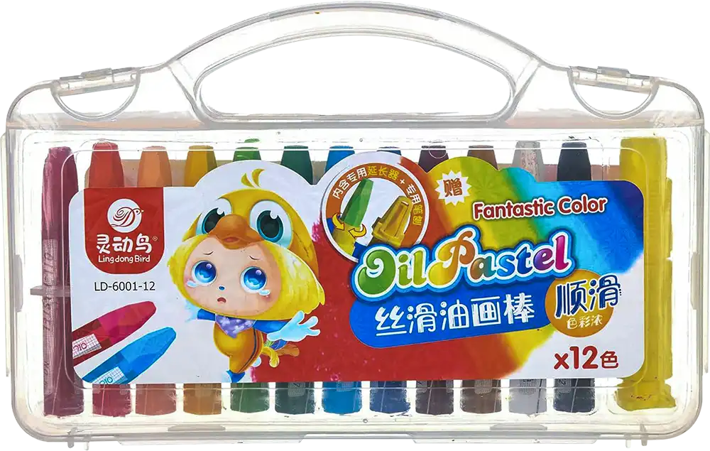 علبة ألوان شمع لينج دونج بيرد 12 لون، الوان متعددة، موديل LD-6001-12