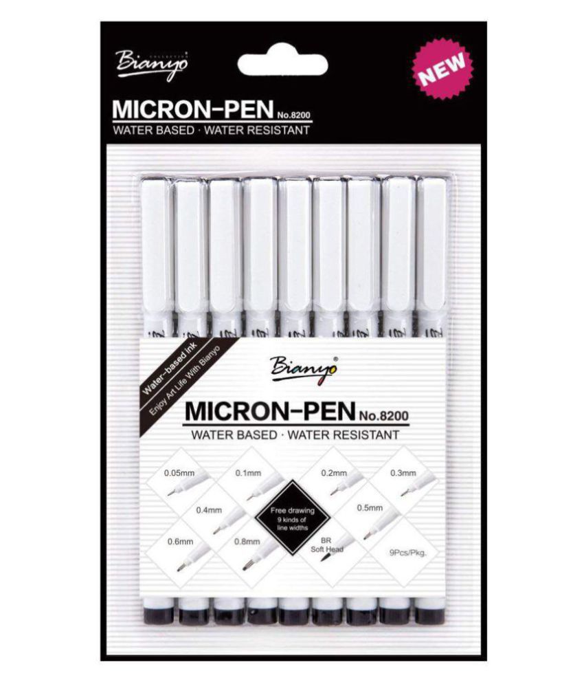 أقلام حبر سايلة بيانيو، 9 أقلام، مقاسات مختلفة، سن ريشة ، ألوان متعددة، 8200