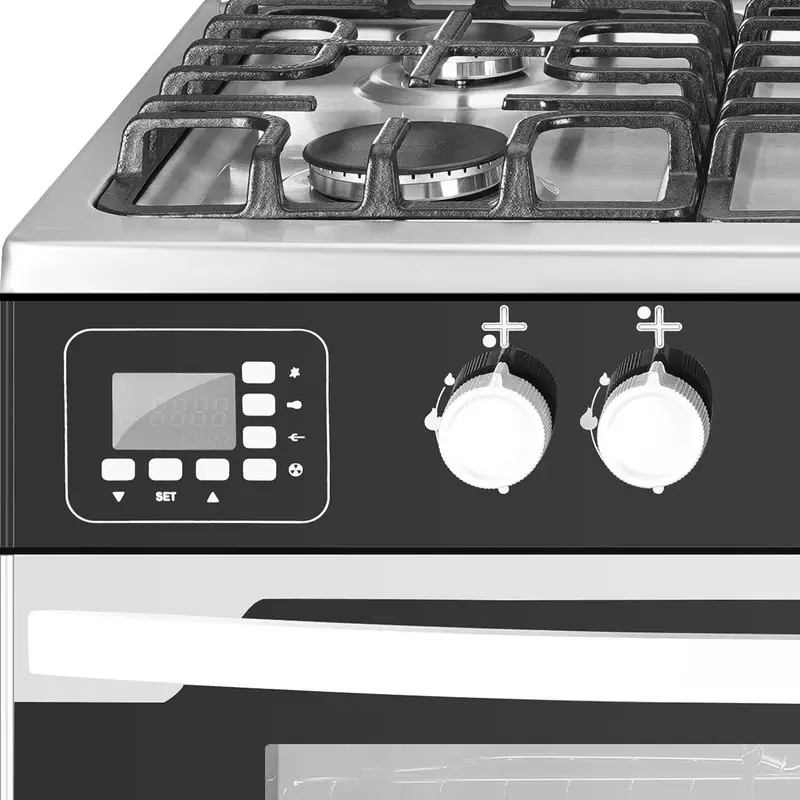 بوتاجاز يونيون اير تي سيجنيتشر سمارت ، مقاس 90 سم ، 5 شعلة ، حوامل زهر ، امان كامل ، مروحة فرن ، أسود * سيلفر ، C69SS-GC-447-ITSF-2W-TS-AL