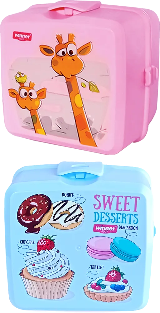 لانش بوكس بلاستيك وينر كومبو، مع شوكة ومعلقة، متعدد الألوان، موديل  1290