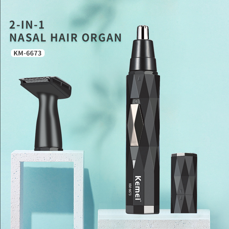 ماكينة حلاقة شعر الأنف والأذن كيمي للرجال ، بطارية 1400 مللي أمبير ، بطارية قابلة لأعادة الشحن ، أسود ، KM-6673