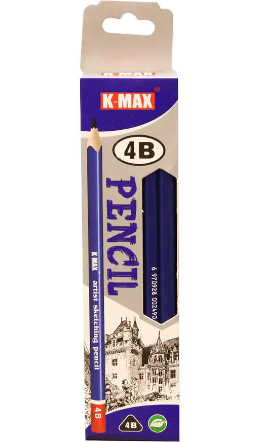 علبة اقلام رصاص 4B من كي ماكس ، 12 قطعة، بدون استيكة، KMS-SK4B