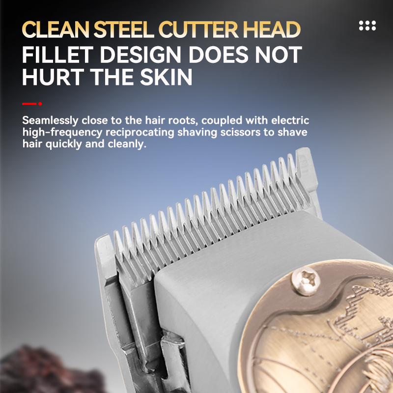 ماكينة حلاقة شعر كيمي لاسلكية للرجال ، شاشة ال اي دي ، شحن USB ، قابلة لأعادة الشحن ، ذهبي ، KM-2380