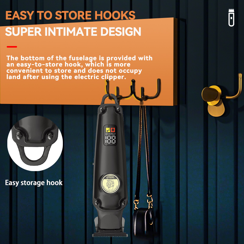 ماكينة حلاقة شعر كيمي لاسلكية للرجال ، شاشة ال اي دي  ، قابلة لأعادة الشحن ، أسود ، KM-2371