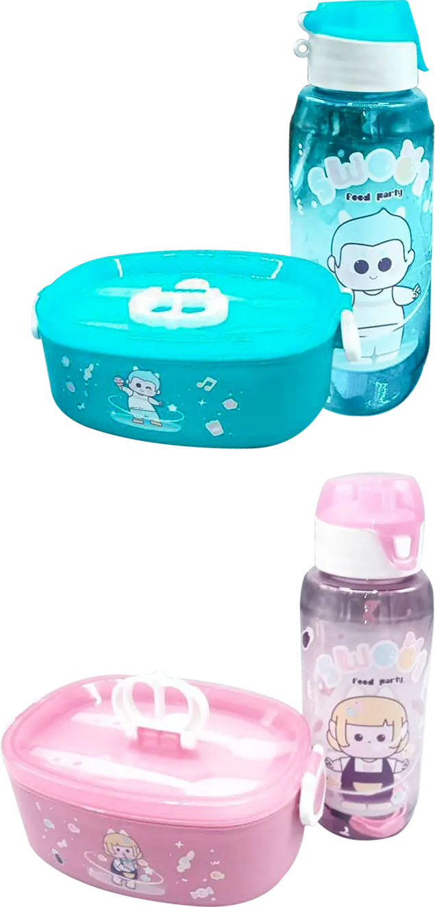 لانش بوكس فود بارتي مع زجاجة مياه، متعدد الألوان، موديل 884