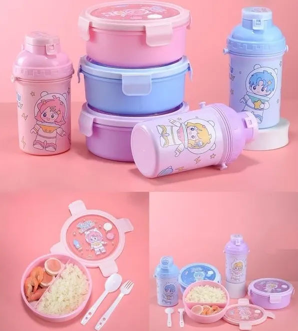 لانش بوكس توتو فاميلي مع زجاجة مياه، متعدد الألوان، موديل 529