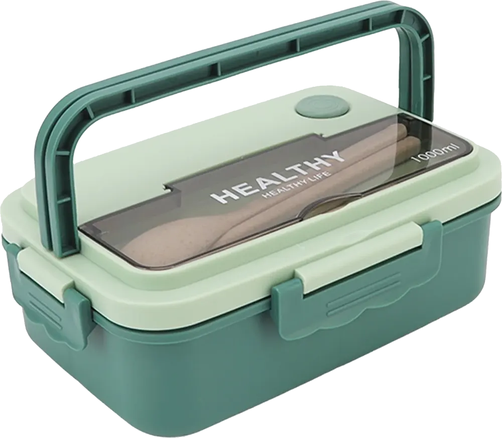 لانش بوكس هيلثي 1 لتر، مع شوكة ومعلقة، متعددالألوان، موديل 865