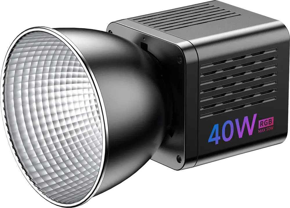 مصباح ليد فيديو من اولانزي، 40 وات، 6500k، اضاءة cob rgb، منفذ شحن Type-c، أسود، L024