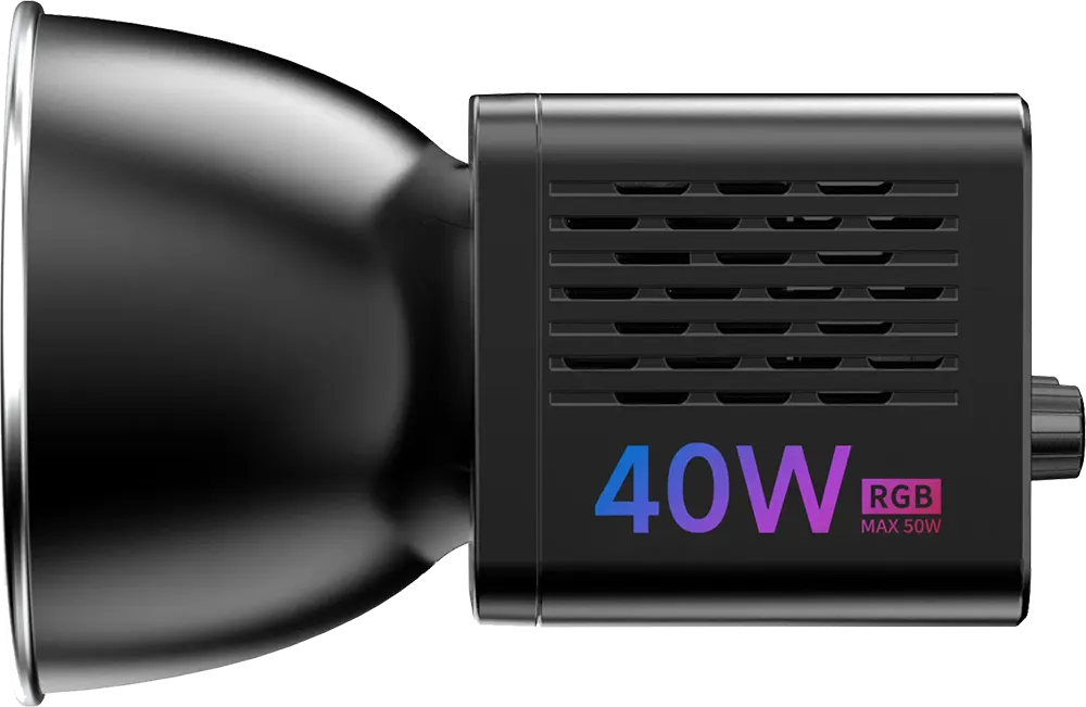 مصباح ليد فيديو من اولانزي، 40 وات، 6500k، اضاءة cob rgb، منفذ شحن Type-c، أسود، L024