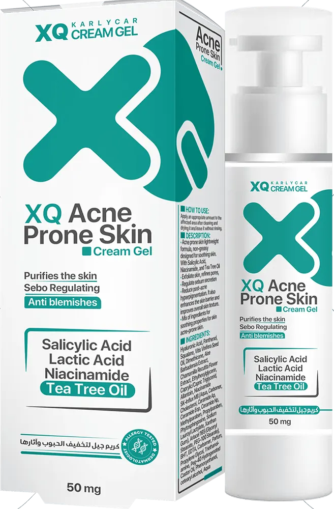 اكس كيو كريم جل لحب الشباب كريم للحبوب بحمض الساليسيليك وحمض اللاكتيك والنياسيناميد وزيت شجرة الشاي، 50 جم