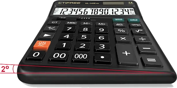 آلة حاسبة مكتبية سي تي أي فري، 14 رقم، خلية طاقة شمسية، أزرار مريحة، أسود، UL-140E-BK