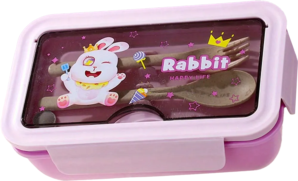 لانش بوكس بسعة 1100 ملي، مقسم، مع شوكة ومعلقة، بتصاميم كارتونية متنوعة، الوان متعددة، موديل  1479