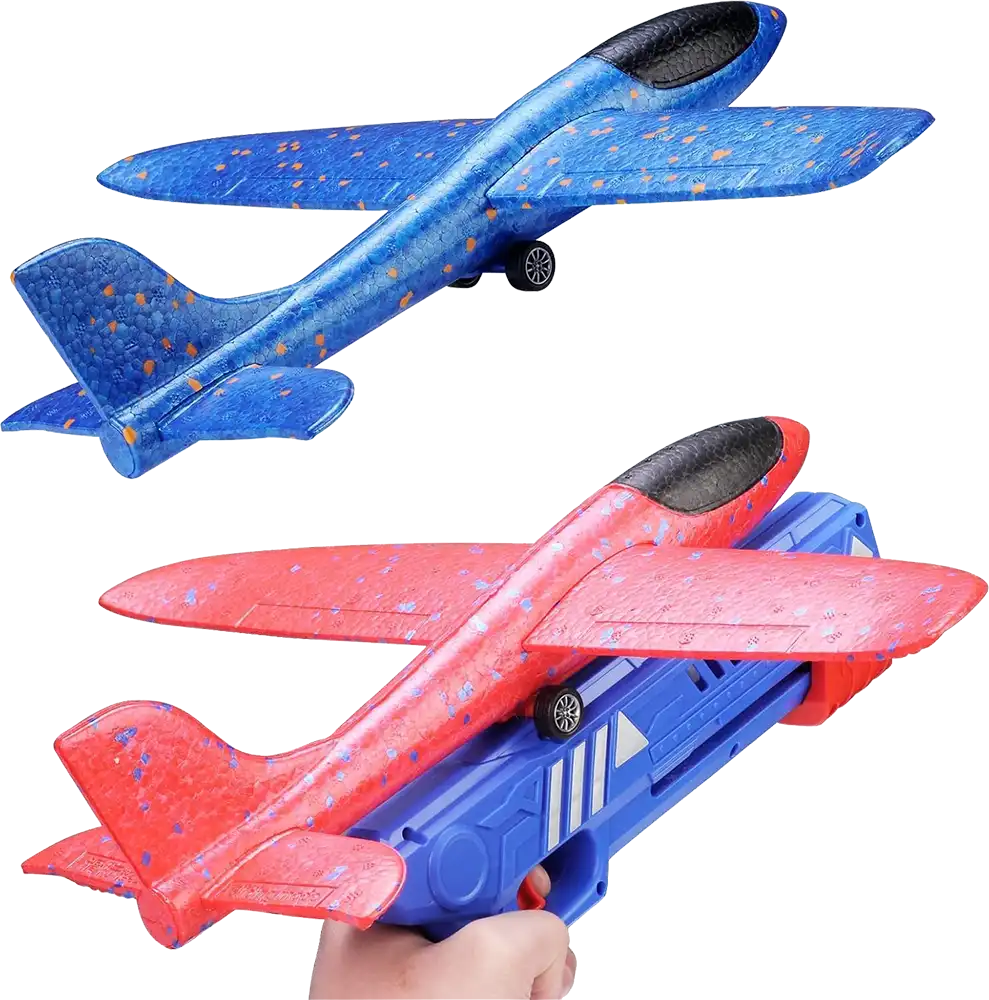مسدس مع طائرة شراعية من الفوم، مجموعة من قطعتين، ازرق واحمر، 30 سم، YY955-33A