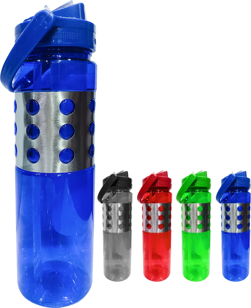 زجاجة مياه رياضية 700 مللى، انبوب ثلج داخلي، شاليمو مدمج، بلاستيك * استانلس ستيل، متعددة الألوان، موديل 42-142