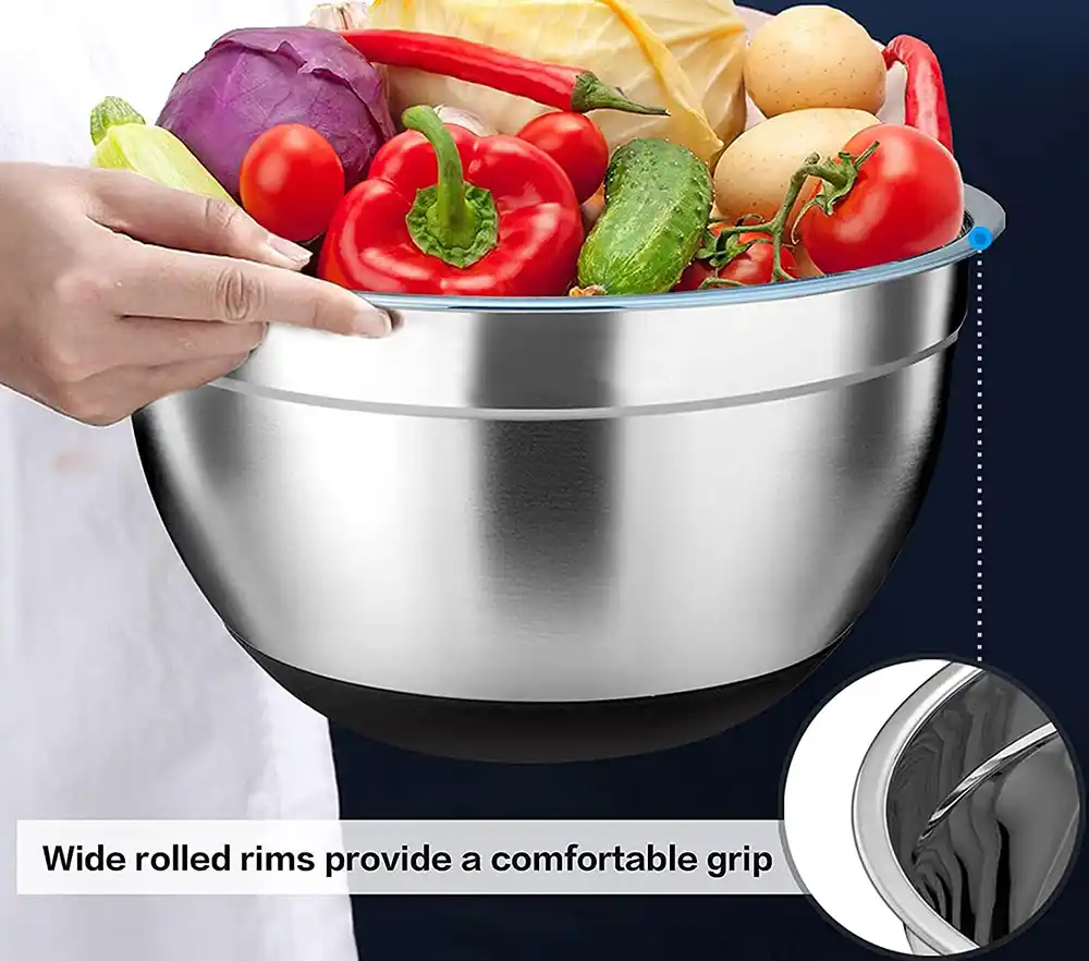 طقم علب ثلاجة استانلس 3 قطع، بغطاء بلاستيك اسود، لون فضي، موديل 529-2