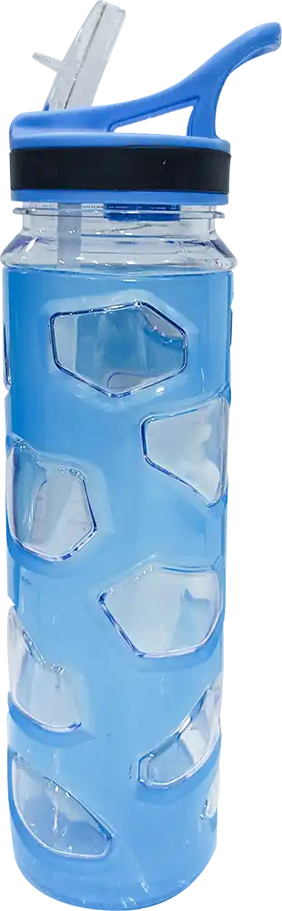 زجاجة مياه رياضية 700 مللى، انبوب ثلج داخلي، شاليمو مدمج، هيكل اكريلك ، متعددة الألوان، موديل 42-157