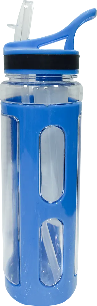 زجاجة مياه رياضية 700 مللى، انبوب ثلج داخلي، بلاستيك مط، شفاطة مدمجة، متعددة الألوان، موديل 42-153
