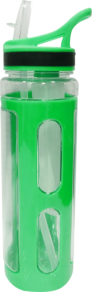 زجاجة مياه رياضية 700 مللى، انبوب ثلج داخلي، بلاستيك مط، شفاطة مدمجة، متعددة الألوان، موديل 42-153