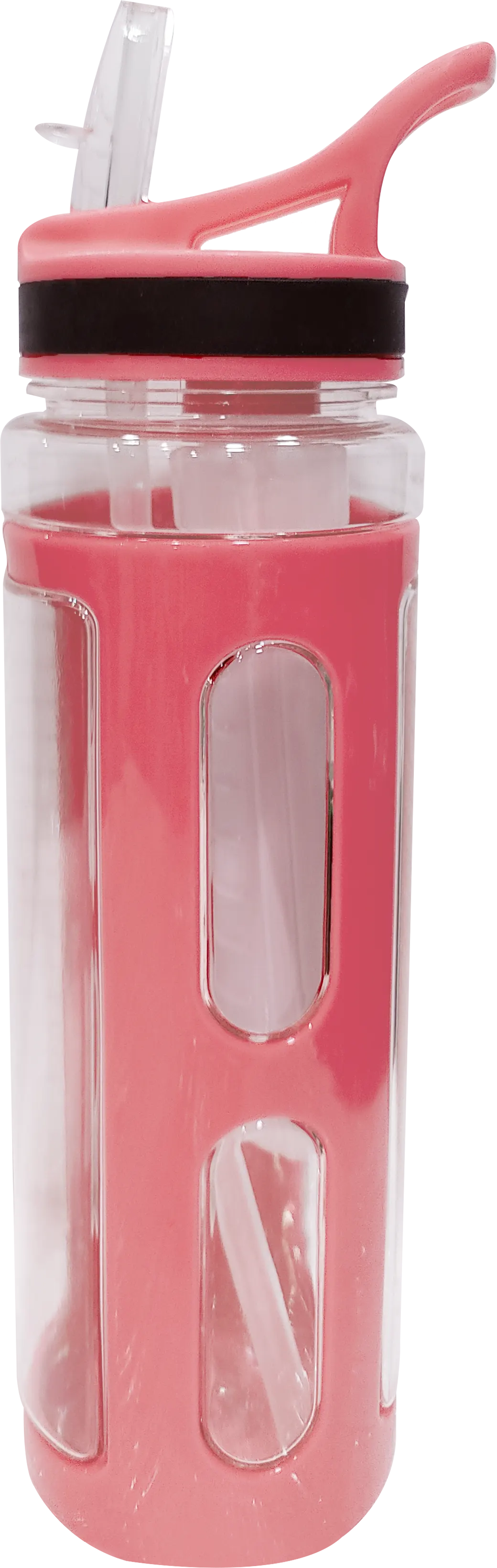 زجاجة مياه رياضية 700 مللى، انبوب ثلج داخلي، بلاستيك مط، شفاطة مدمجة، متعددة الألوان، موديل 42-153