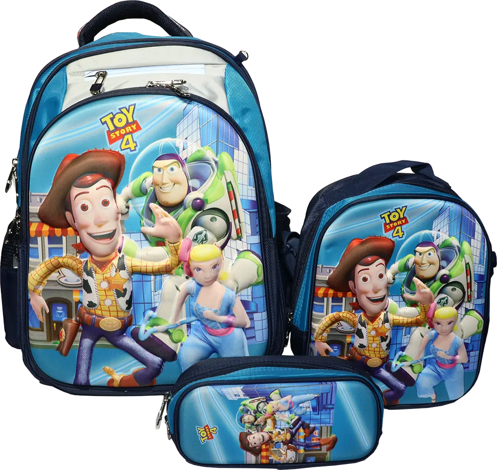 طقم شنطة ظهر مدرسية مومولي ، 3*1 مع مقلمة ولانش بوكس ، مقاس 18 بوصة ، متعددة الألوان