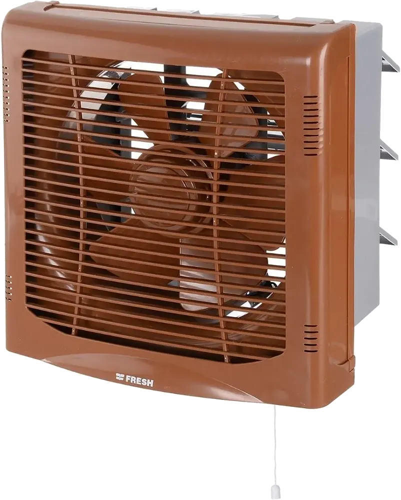 حائط مطبخ فريش ، اطار 25*25 سم، قطر المروحة الداخلي 20 سم، اتجاهين ، شبكة أمامية ، بني