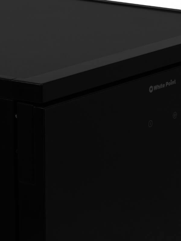 غسالة أطباق وايت بوينت ، 60 سم ، 15 فرد ، 9 برامج ، شاشة ديجيتال ، موتور انفرتر ، خاصية النصف حمل و برنامج تعقيم وغسيل بالبخار ، لون اسود زجاجي ، WPD159HTSFDVGB