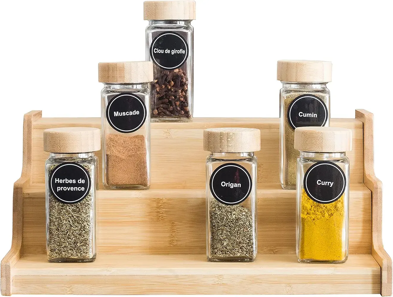 سلم توابل خشب كبير 3 طبقات ، 89-2