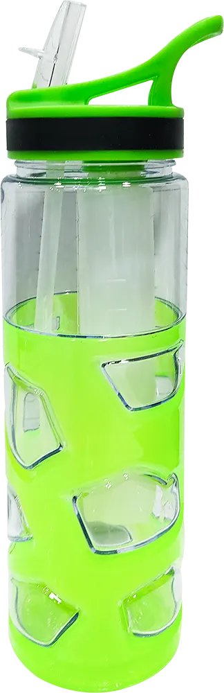 زجاجة مياه رياضية 700 مللى، انبوب ثلج داخلي، بلاستيك مط، شفاطة مدمجة، متعددة الألوان، موديل 42-154