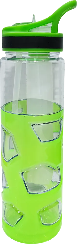زجاجة مياه رياضية 700 مللى، انبوب ثلج داخلي، بلاستيك مط، شفاطة مدمجة، متعددة الألوان، موديل 42-154
