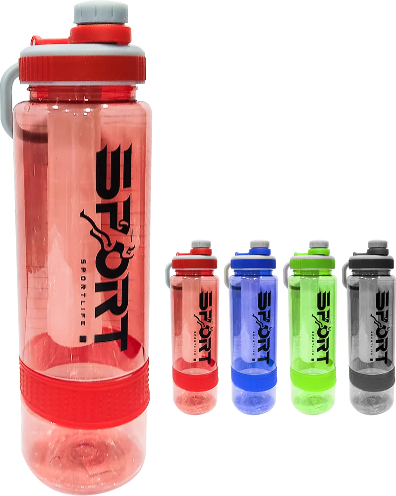 زجاجة مياه رياضية 700 مللى، انبوب ثلج داخلي، بلاستيك مط، متعددة الألوان، موديل 42-136
