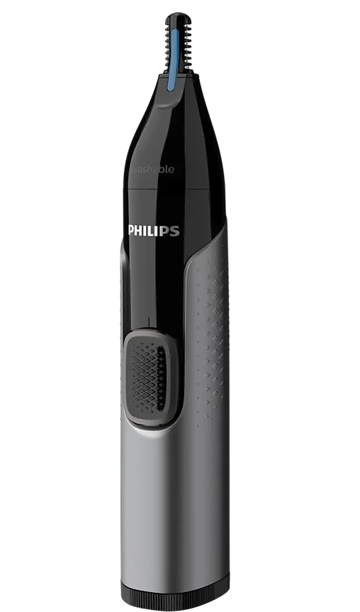 ماكينة تشذيب شعر الأنف والأذن من فيليبس 3000، تعمل ببطارية AA، مشطان للحاجبين، راحة قصوى، رمادي، NT3650-16
