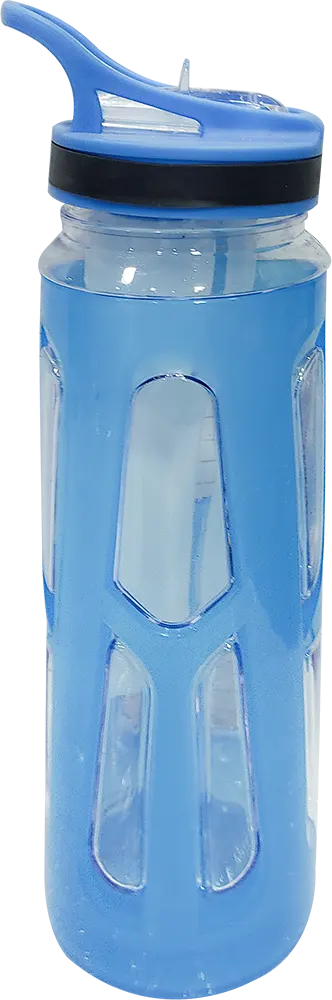 زجاجة مياه رياضية 700 مللى، انبوب ثلج داخلي، بلاستيك مط، شفاطة مدمجة، متعددة الألوان، موديل 42-155