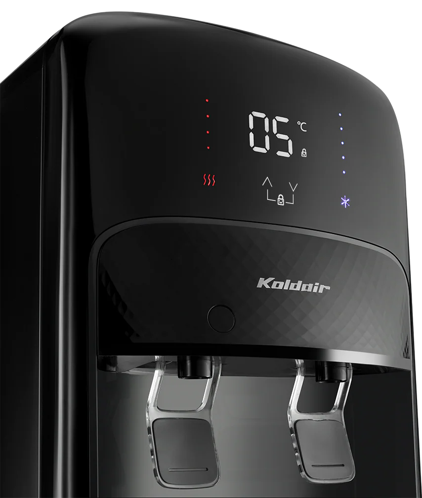 مبرد مياه كولدير ، 2 حنفية (بارد - ساخن)  ، تحميل علوي ، شاشة ديجيتال ، ثلاجة  مدمجة ، أسود ، (14-016-0102)