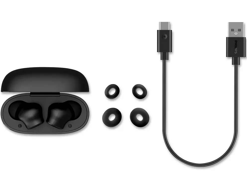 سماعات أذن لاسلكية من فيليبس سيريس 1000، بلوتوث 5.4، مقاومة للماء IPX4، وقت تشغيل 24 ساعة، تحكم باللمس، أسود، TAT1109BK-97