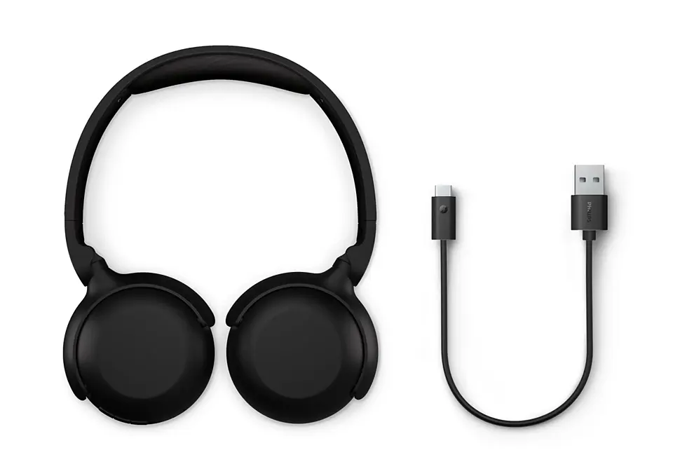 سماعات رأس لاسلكية من فيليبس سيريس 2000 ، بلوتوث 5.4، قابلة للطي، مدة تشغيل 25 ساعة، كابل شحن type-c، أسود، TAH2209BK-97