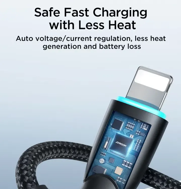 كابل شحن ونقل بيانات سريع  جوي روم Starry ، شحن سريع 3 أمبير ، 1 مبير، من usb-a الى LIGHNING، أسود ، S-A32