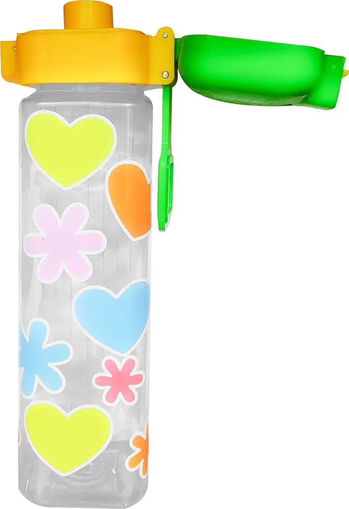 زمزمية كاميل بلاستيك 600 ملي، شفاطة مدمجة، قفل امان، ألوان متعددة، WB002