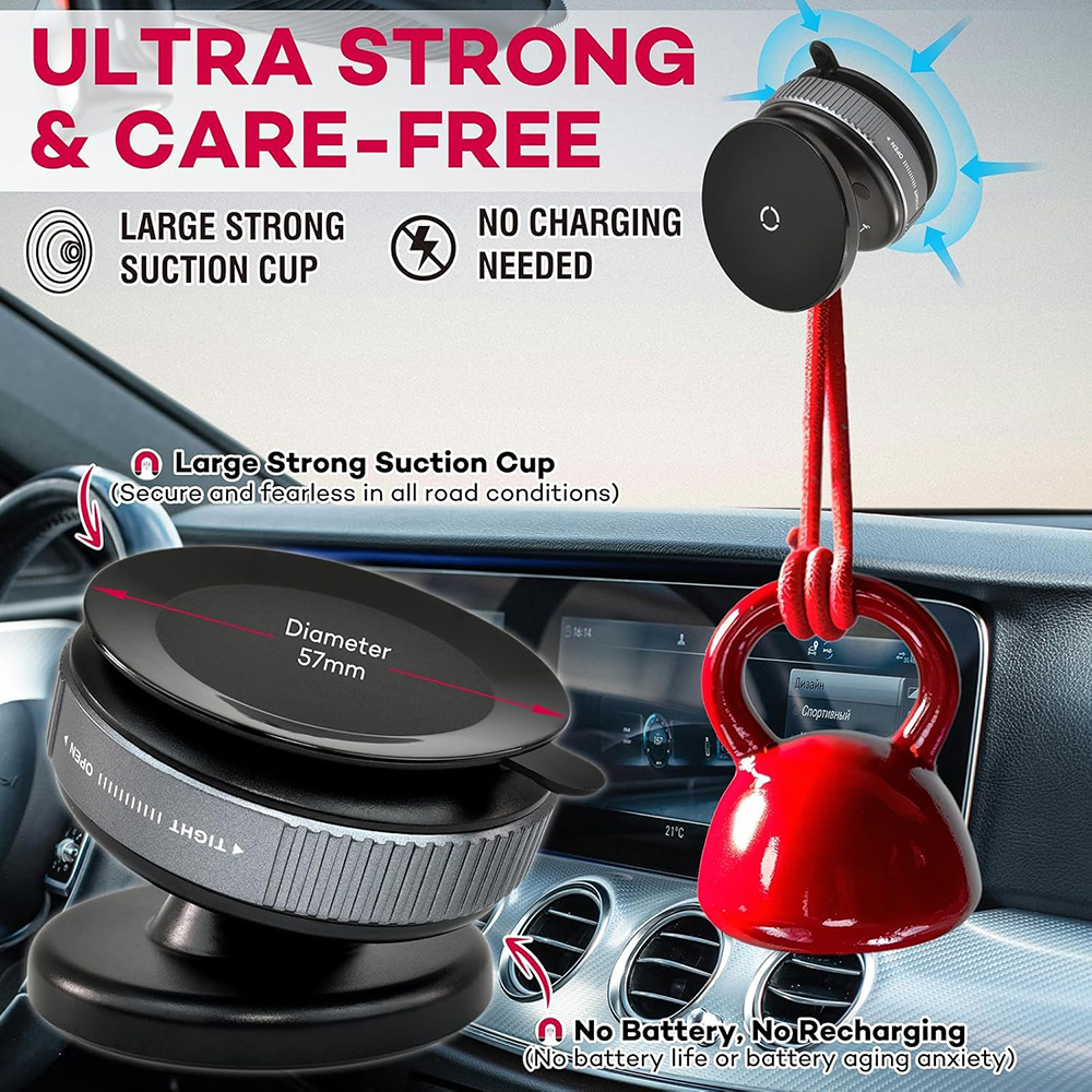 حامل موبايل مغناطيسي للسيارة ، دوار 360 درجة ، متوافق مع ايفون واندرويد ، أسود ، K009
