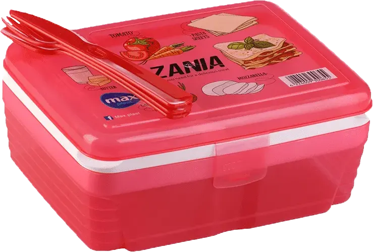 لانش بوكس بلاستيك ماكس بلاست ميجا ، 1.2 لتر، مع أدوات طعام، متعدد الالوان