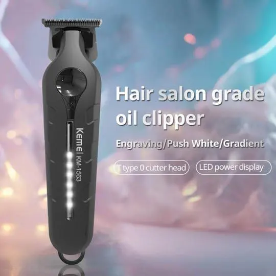 ماكينة حلاقة شعر وذقن كيمي، قابلة لاعادة الشحن، 3 أمشاط، لون أسود، موديل KM-1563