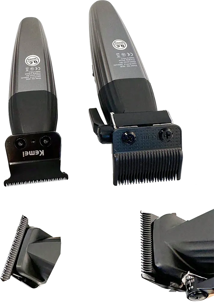 ماكينة حلاقة شعر وذقن ثنائية كيمي ، قابلة لاعادة الشحن، شاشة رقمية ، قاعدة شحن، لون فضي*اسود، موديل KM-8536